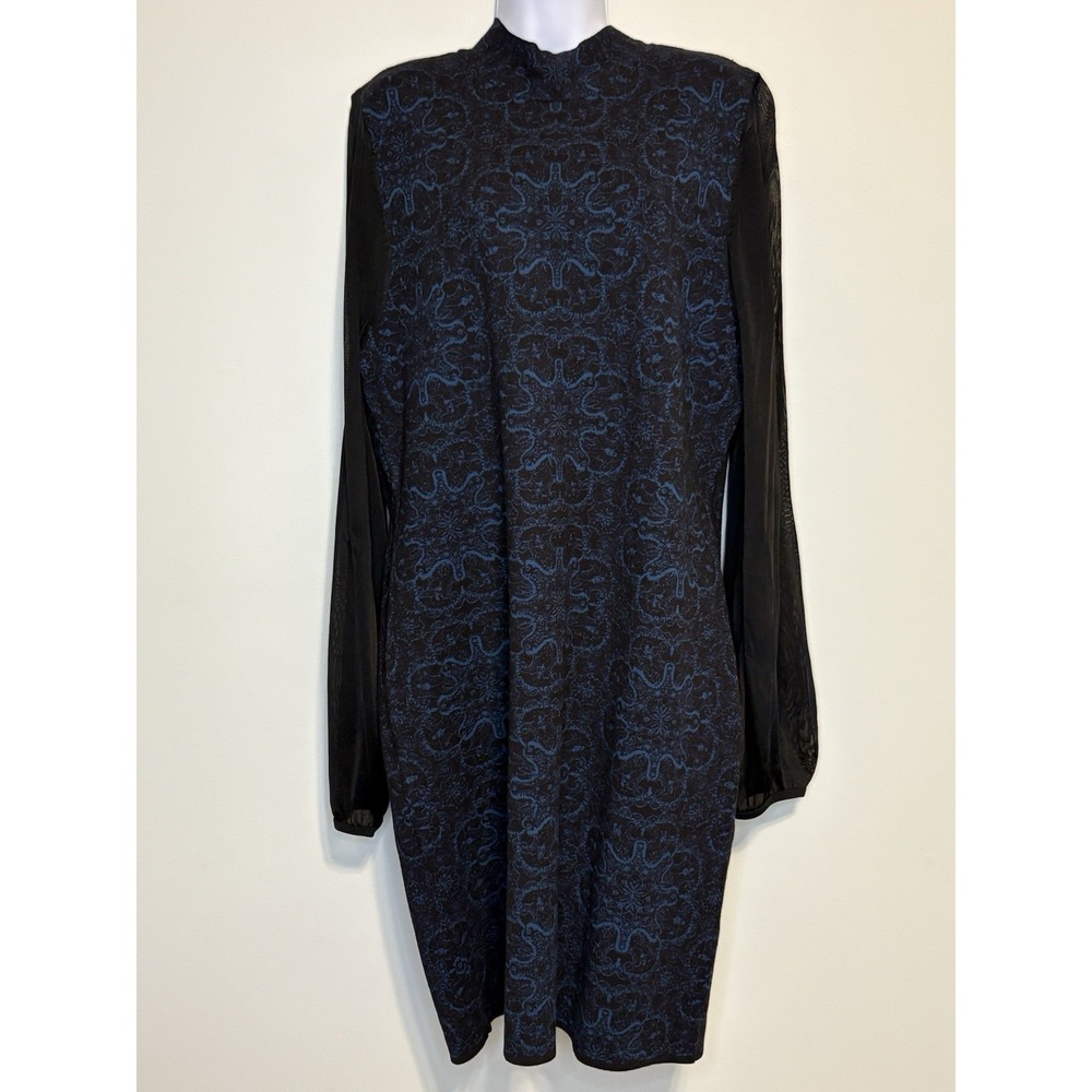 White House Black Market Midnight Teal Medallion Shift Dress XL NWT Whimsigoth